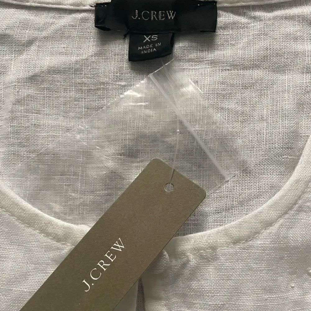 J. Crew White embroidered linen blouse size XS 000058 - Picture 6 of 7
